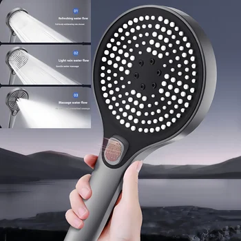 Soffione doccia a grande schermo, modalità 3 velocità, set doccia booster, uscita acqua, regolazione a 3 velocità, strutture per il bagno di casa 1