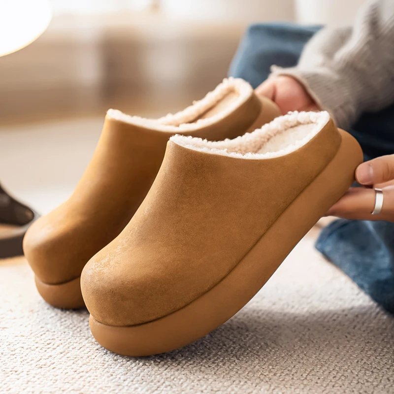 Men's and Women's Velvet Slip-On Slip-On Slippers, Non-Slip Slippers, Cotton Slippers