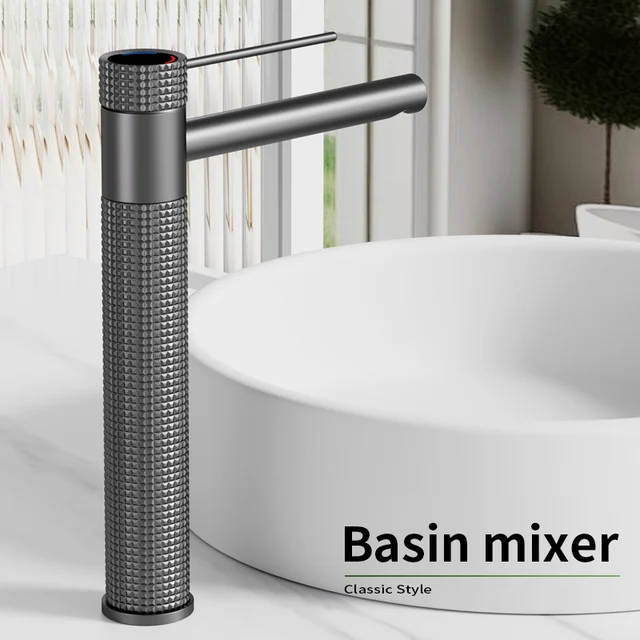 สีดําก๊อกน้ําอ่างล้างหน้าห้องน้ําอ่างล้างหน้าน้ําแตะร้อนเย็นอ่างล้างหน้าแตะห้องน้ําก๊อกน้ําแตะแปรงทองก๊อกน้ํา 1