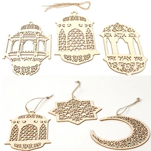 

LuanQI 3Pcs Wooden Eid Hanging Pendant Muslim Ramadan Kareem Decoration Gift Islam Muslim Home Table Decoration DIY Craft Party