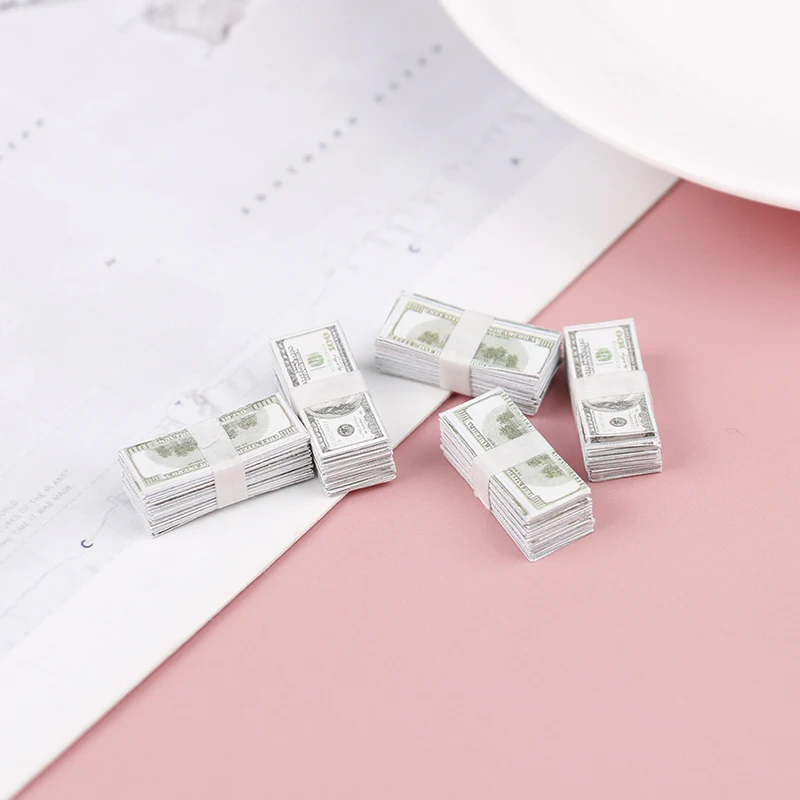 1/12 Scale Creative Mini Dollars Money Miniature Banknotes Children Toys Gifts Dollhouse Miniature Accessories 4