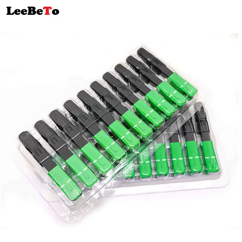 100PCS SC APC Fiber Optic Fast Connector Single Mode Fiber Optic Adapter FTTH Fiber Quick Connector Field Assembly