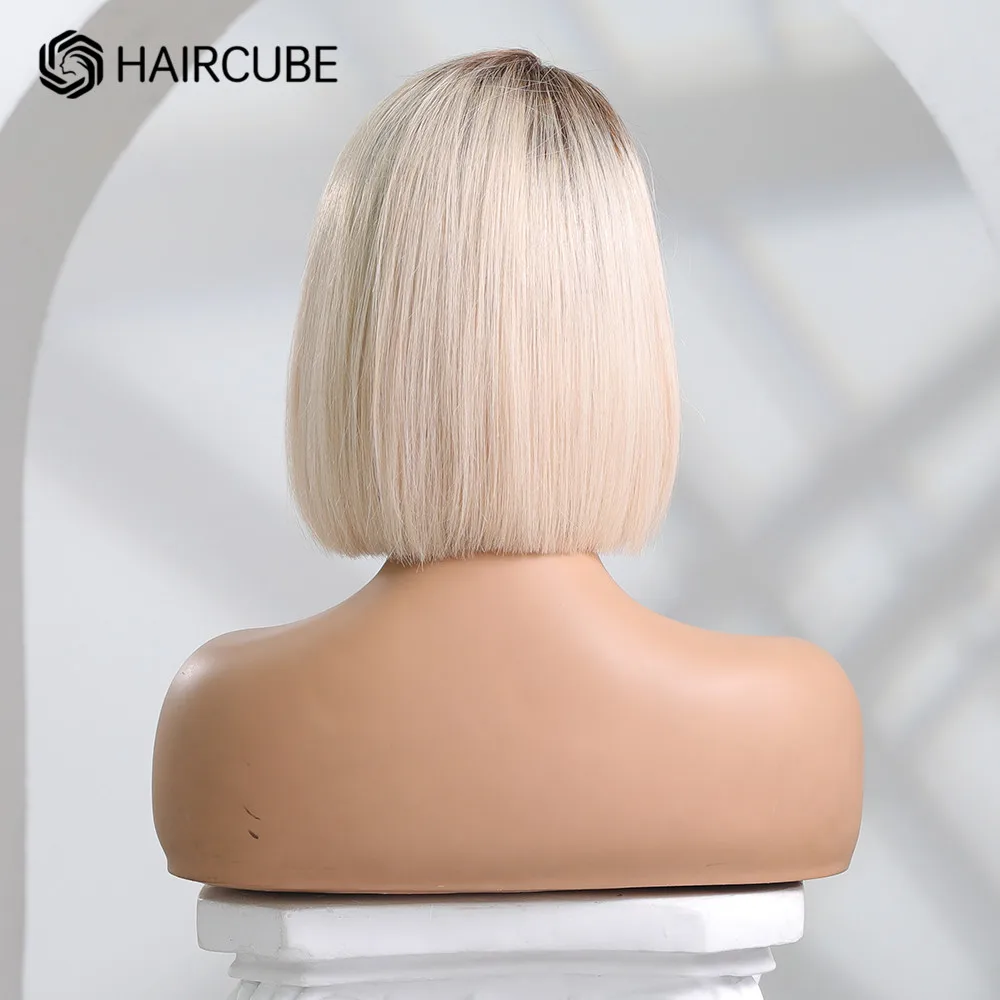 Human Hair Wig Transparent Lace Front Human Hair Wigs for Women Light Blonde Short Bob Straight Lace Frontal Wig Natural Daily Remy