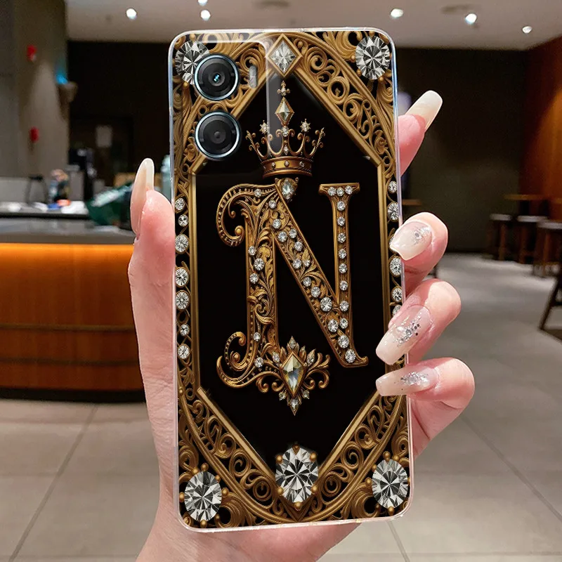 Retro Initial Letter Couple Phone Case - Transparent Soft Silicone Cover, New Fashion Design