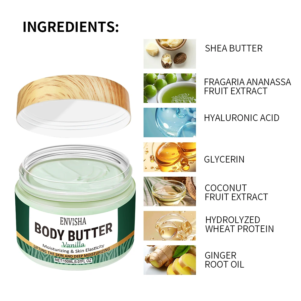 Vanilla Skin Care Face Body Butter Lotion Cream Whitening Deeply Moisturizing Brightening Remove Melanin Elasticity Lifting 5