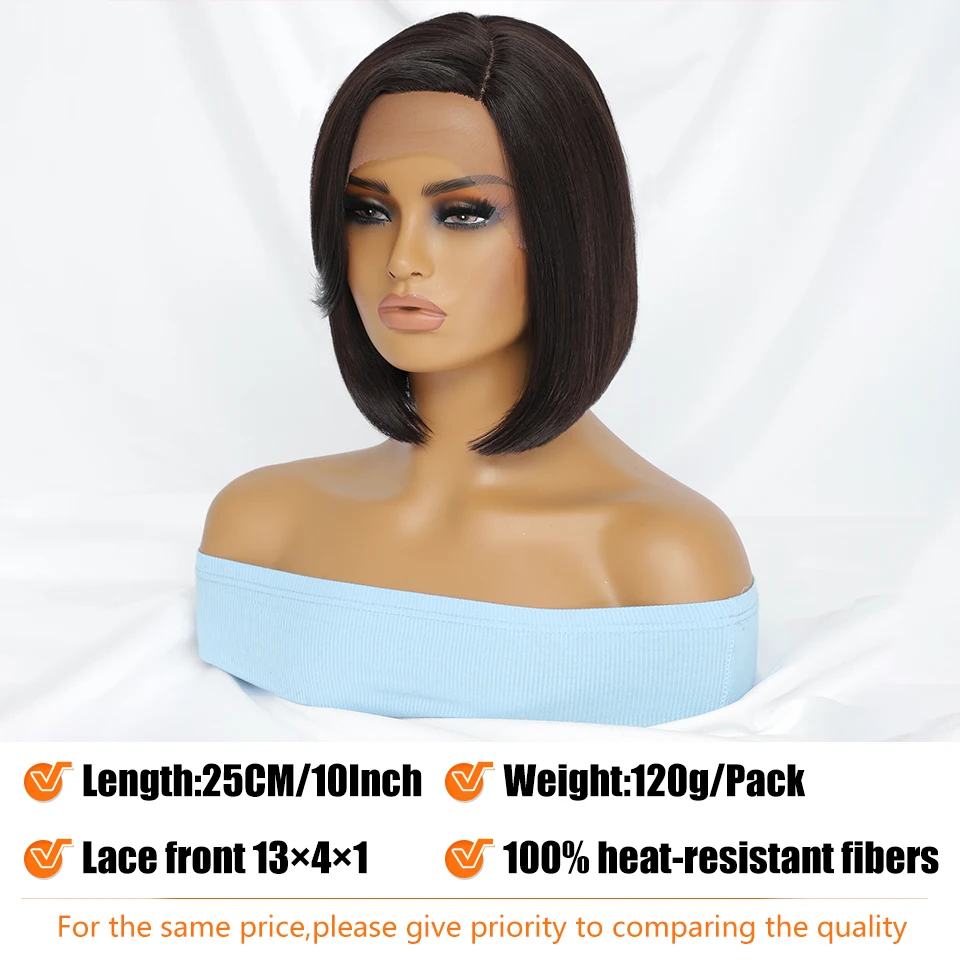 Synthetic Lace Wigs Straight Short Bob Ombre Blue Lace Wig Middle Part Scalp Lace Hairline Wigs For Black Women Cosplay