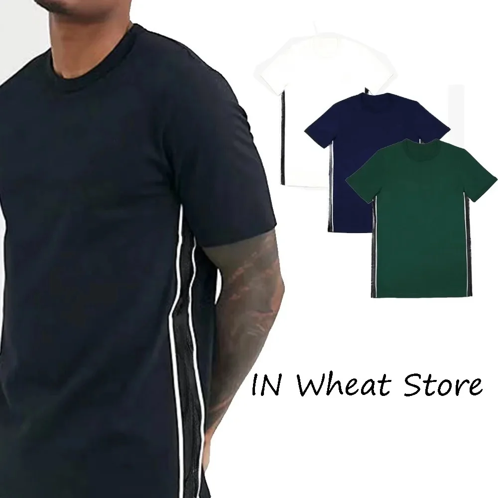 

Summer New Wheat Embroidery Round Neck Ribbon Printed Cotton Short Sleeve T-shirt Loose Top men t shirts high quality