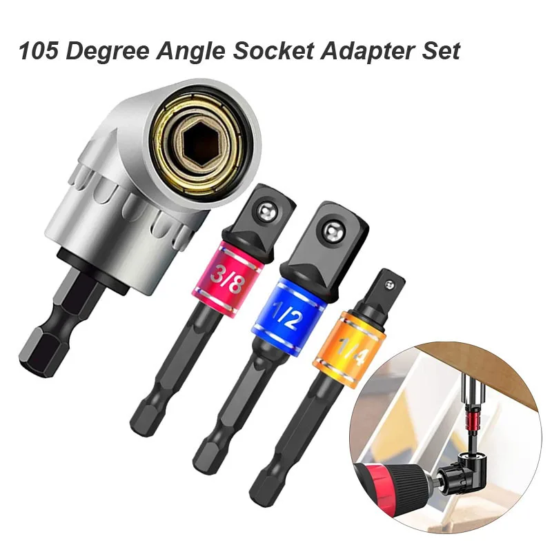 

Impact Grade 105 Degree Angle Socket Adapter Power Hand Tool Part Driver Extension Set Screwdriver Holder Drill Nut Attachment