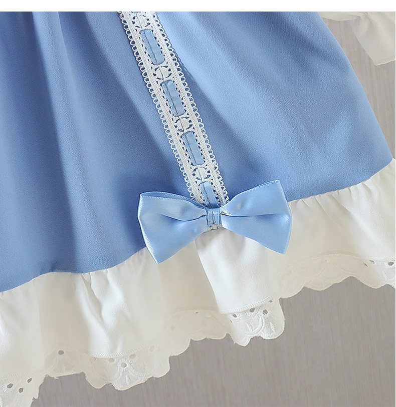 2022 Spring Summer Girls' Dress Lolita Style Blue Bow Pleated Dress Baby Princess Dress for Ages 1 2 3 4 Yeal baby boy dress