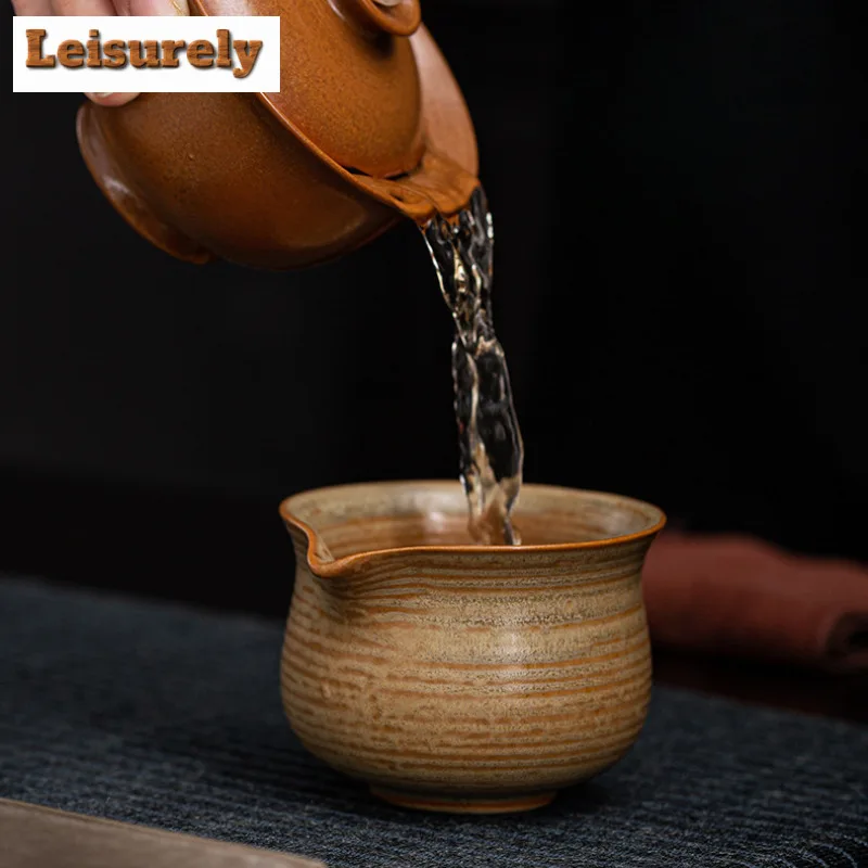 150ML Retro Old Rock Mud Screw Thread Tea Pitcher Cha Hai Dispenser Household Justice Cup Fair Mug Chinese Tea Set Accessories