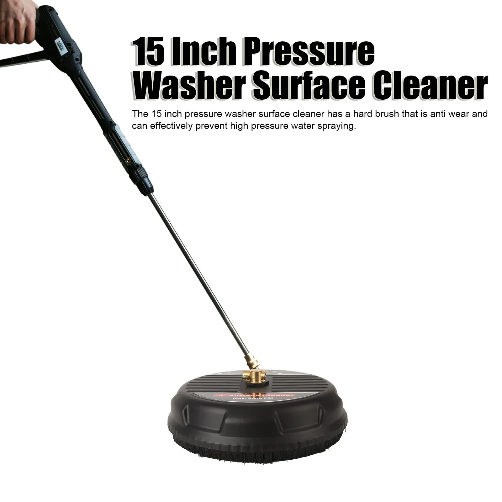15 Inch Pressure Washer Surface Cleaner Attachment 4000psi Pressure Washer Surface Cleaner with Connecting Rod 5