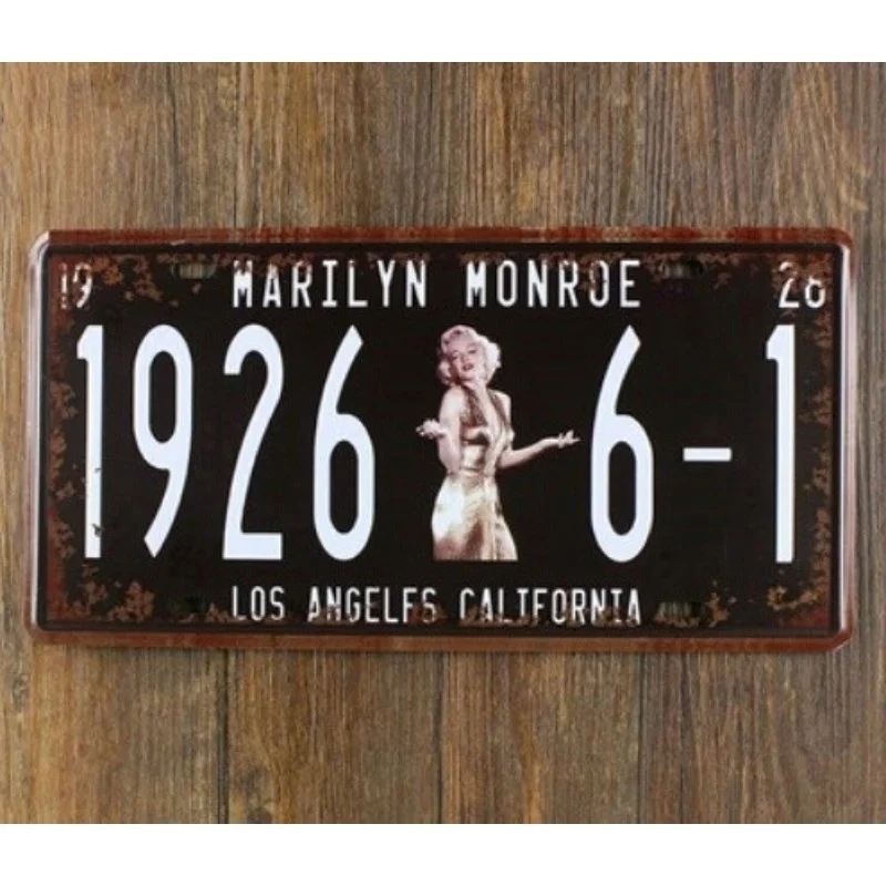 

Marilyn Monroe Los Angeles California Vintage Metal Painting Poster Tin License Plate Wall Stickers Decoration Home Bar Decor