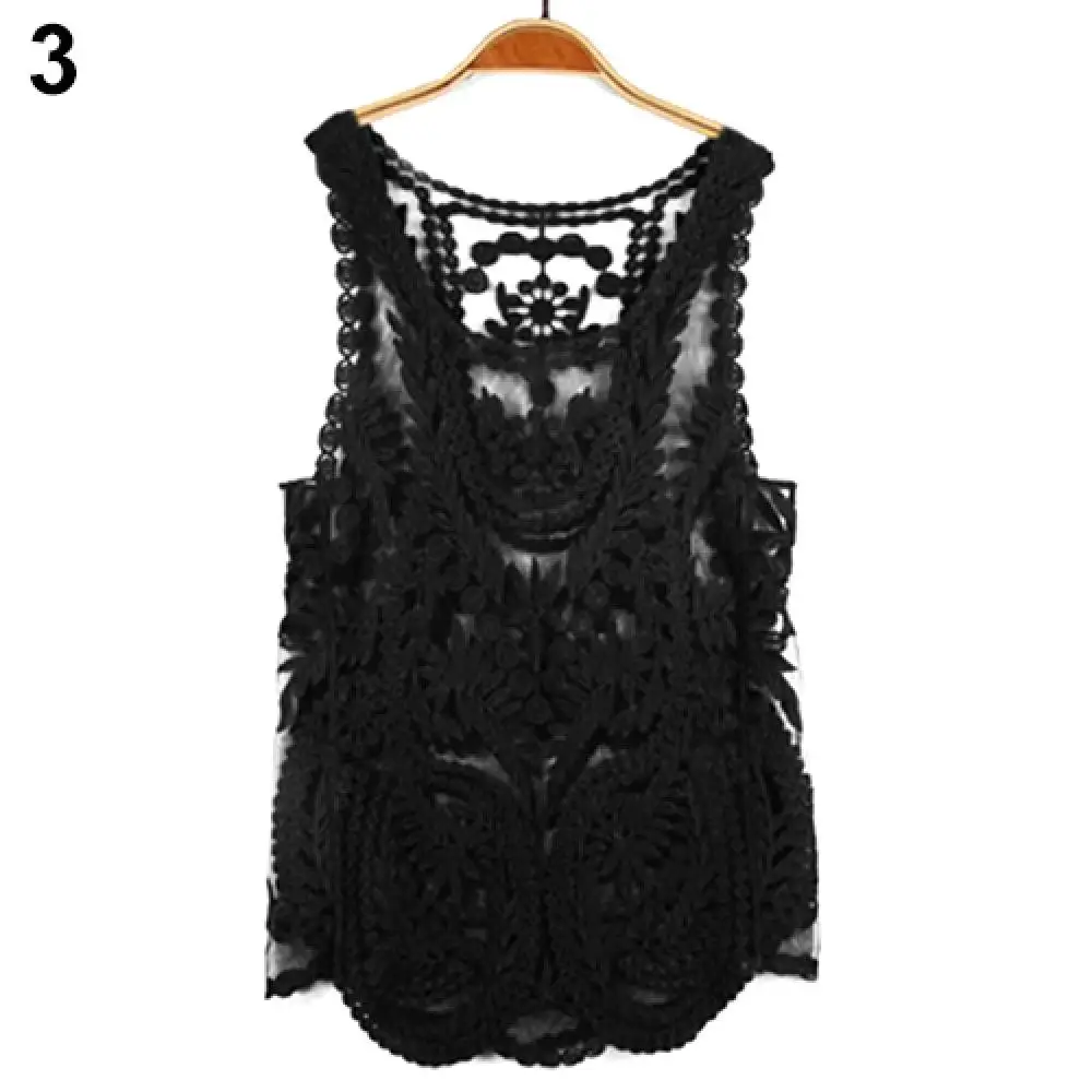 Woman Clothes Sleeveless Lace Tank Top Sexy Embroidery Comfortable Hollow-out Floral Crochet Sexy Suitable For Personality Girl