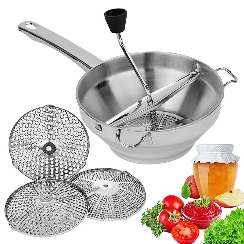 Food Mill Hand Potato Masher Stainless Steel Mashed Potatoes Masher