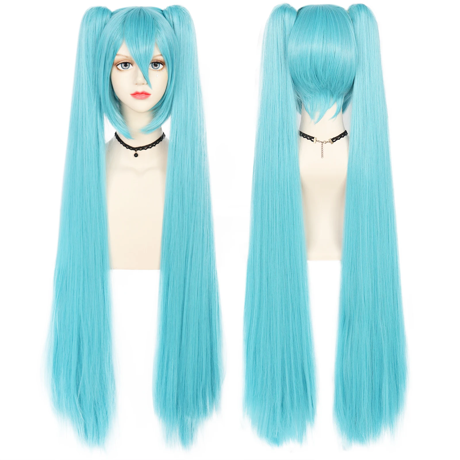 VTuber: Hatsune Miku | Synthetic Double Ponytail Long Straight Cosplay Wig 37 Synthetic Double Ponytail Long Straight Cosplay Wig for Lolita Styling (Universal)