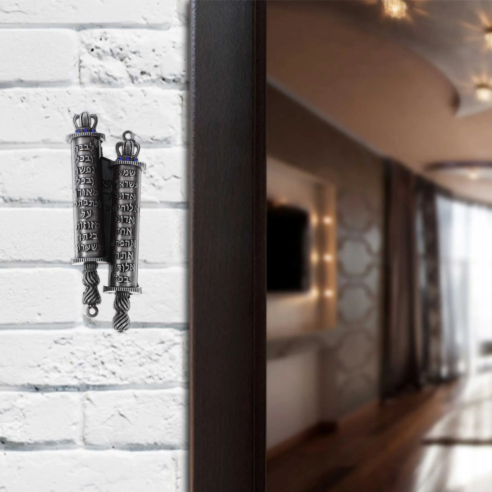 

Gatepost Holy Scroll Metal Mezuzah Decor Scripture Vintage Religious Retro Craft