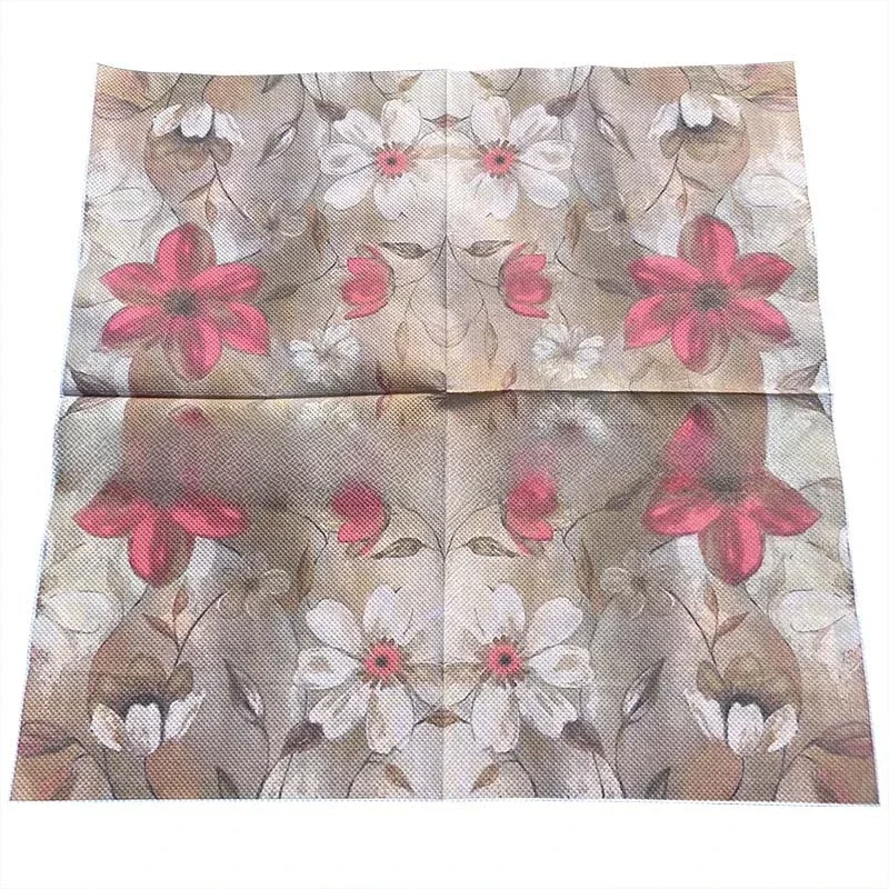 20pcs/Pac 33*33c 2Ply Colourful Printed Napkins Flower and Grass Facial Tissue Party Tissue Wine Glass Flower Paper Placemats