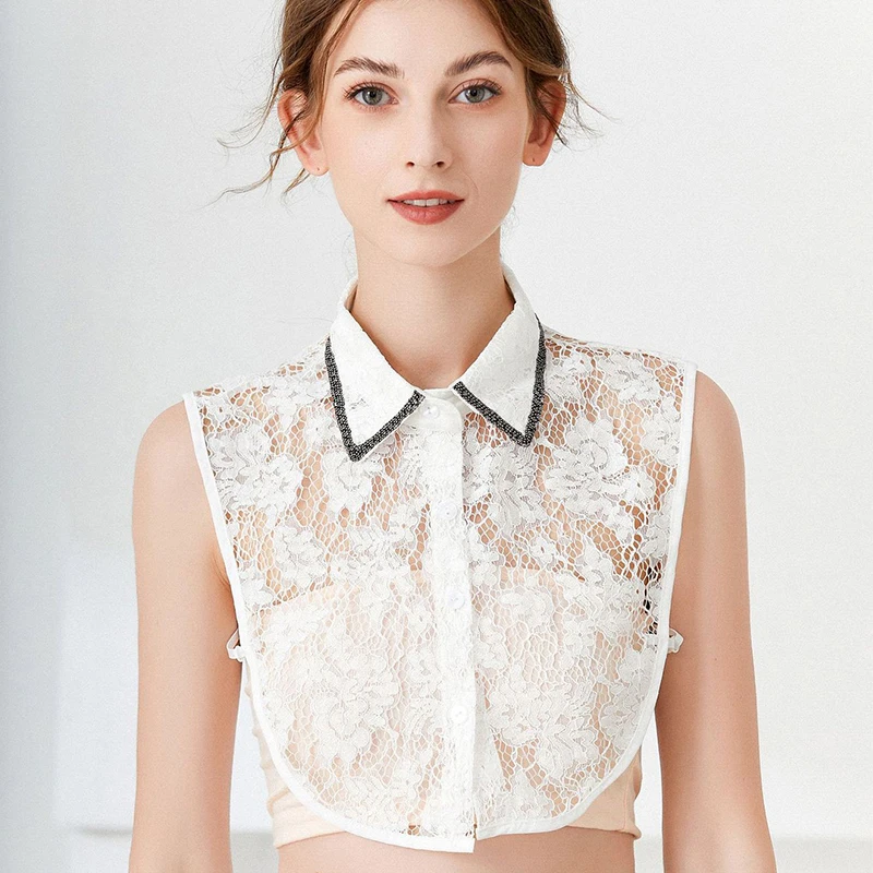 

Women Chiffon False Collars Girls Autumn Lapel Blouse Tops Fake Collar Detachable Blouse Summer Sweater Removable Collars