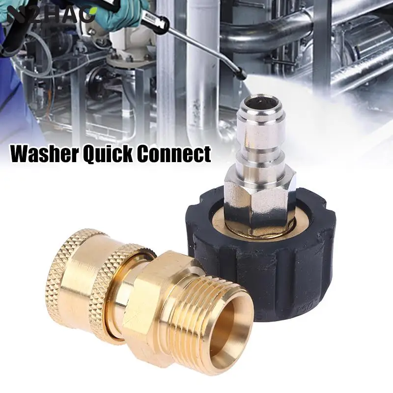 

1Pair Pressure Washer Quick Connect Fittings M22 14/15mm To 1/4 3/8 Inch Pressure Washer Hose & Gun Adapter Max 4500 PSI Tools