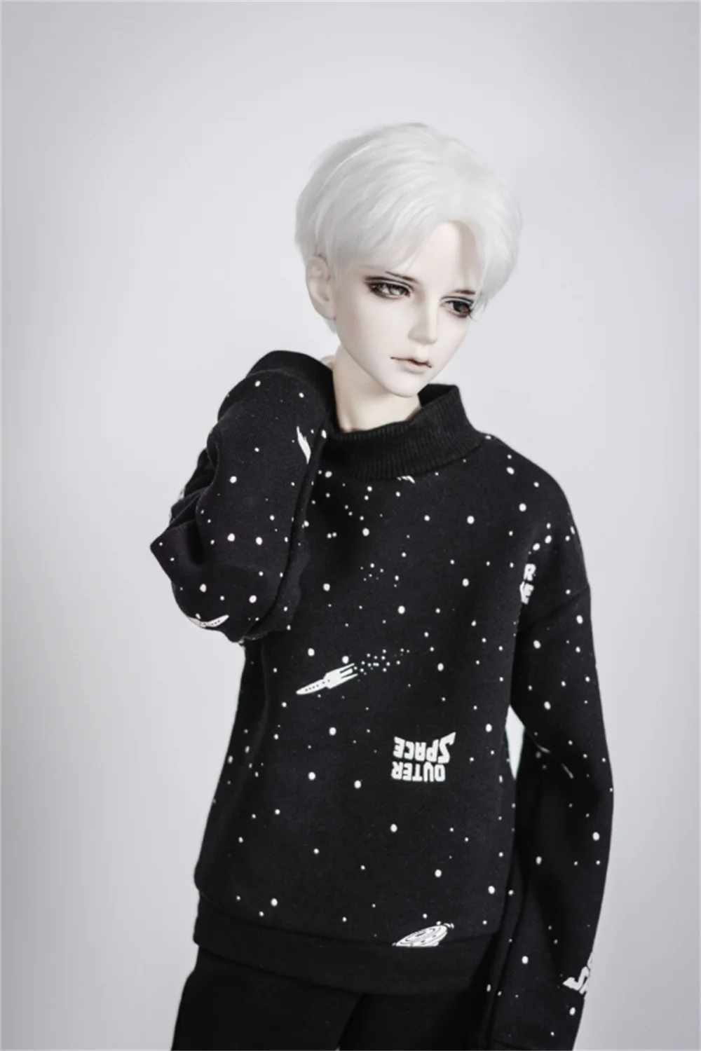 

BJD doll clothing is suitable for 1/3 1/4 MSD man POPO68 SSDF Ghost2 Uncle size with black space hoodie T-shirt doll accessories