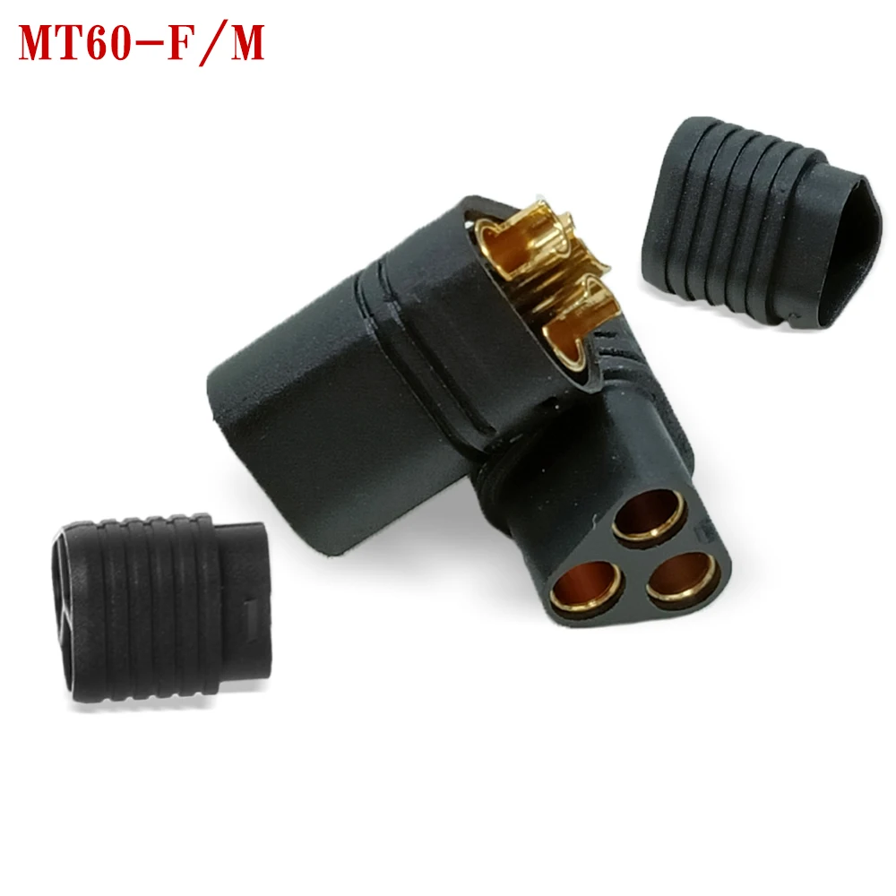 Amass MT60 블랙 암컷 플러그 커넥터, RC 리모컨 장난감 비행기용 시스 세트 포함, 3.5mm, 10 쌍, 20 쌍, 50 쌍