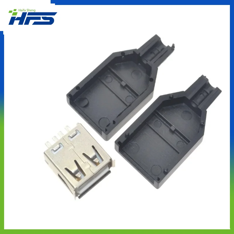 

New 10pcs Type A Female USB 4 Pin Plug Socket Connector With Black Plastic Cover