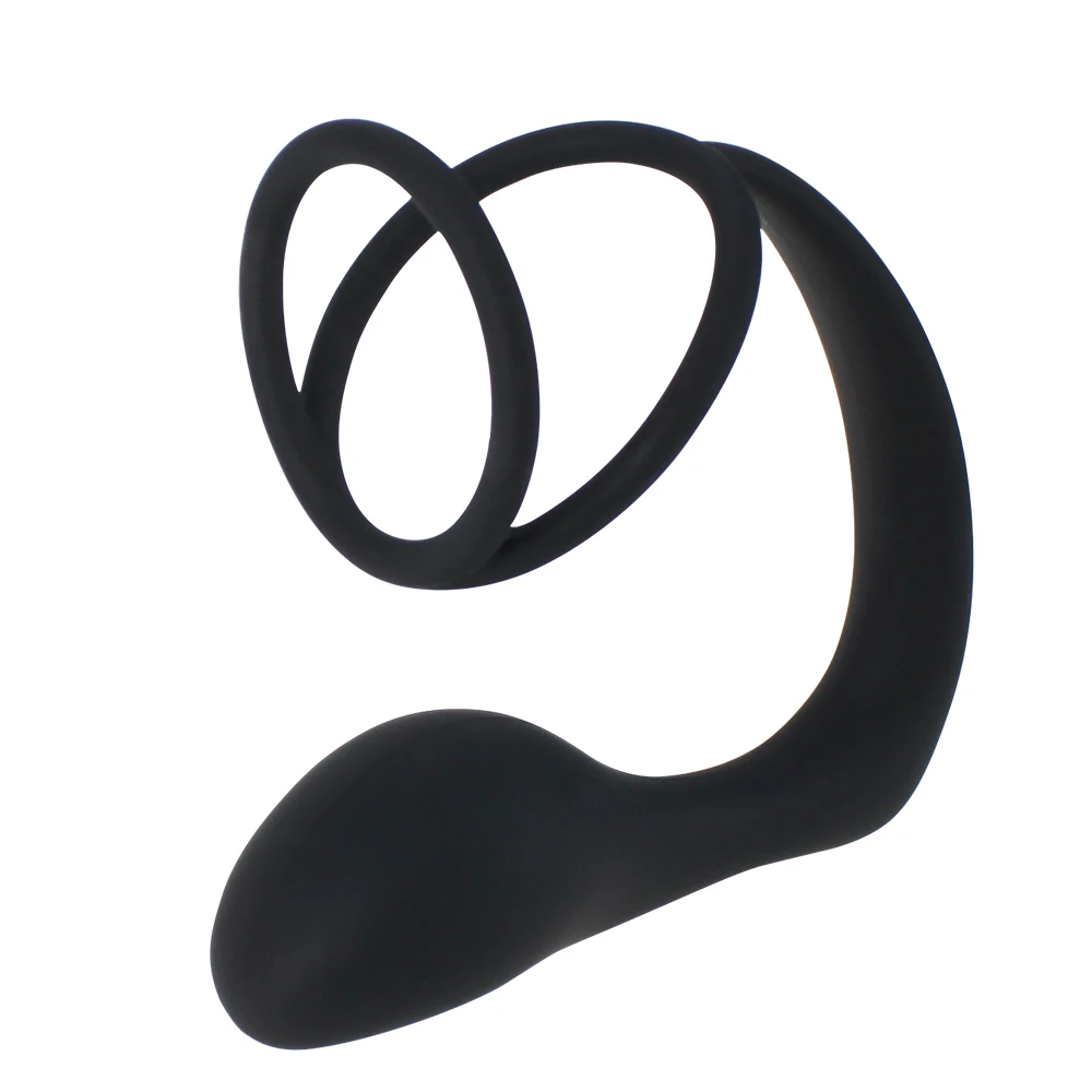 Plug Anal Silicone Jouet Érotique Masseur De La Prostate Masculine Double Anneau Butt Plug Pour Hommes Érotique Adult Sex Toys_voghion.com