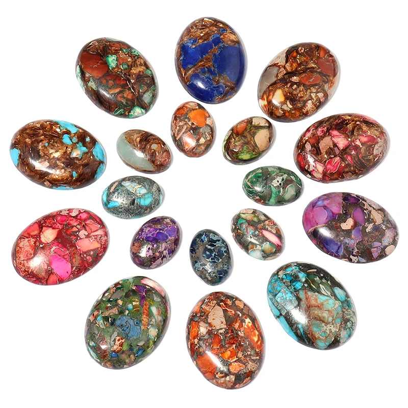 DC 인상파 카보 숑 Lapis Lazuli 자연 돌 타원형 카보 숑 2pcs 18x25 30x40mm 플랫 백 쥬얼리 만들기 Diy
