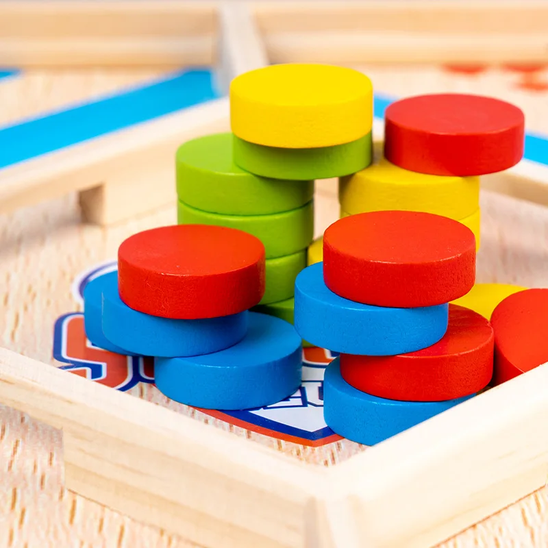 Wooden Multiplayer Bouncing Chess Children's Tabletop Games Parent-Child Interaction Multifunctional Flight Chess Toys 3