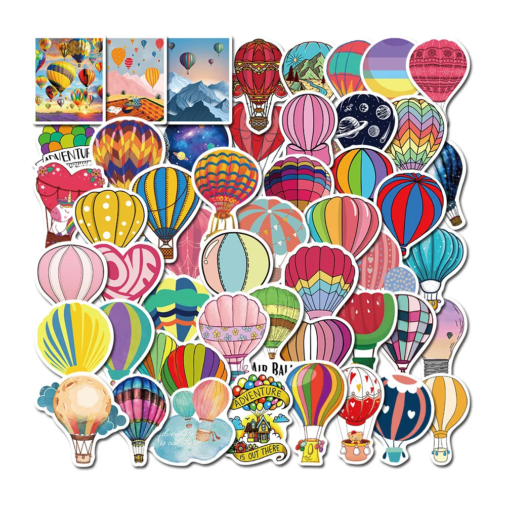 

10/50Pcs Colorful Hot Air Balloon Stickers Waterproof Guitar Notebook Skateboard Laptop Luggage Sticker For Friend Partys Gifts