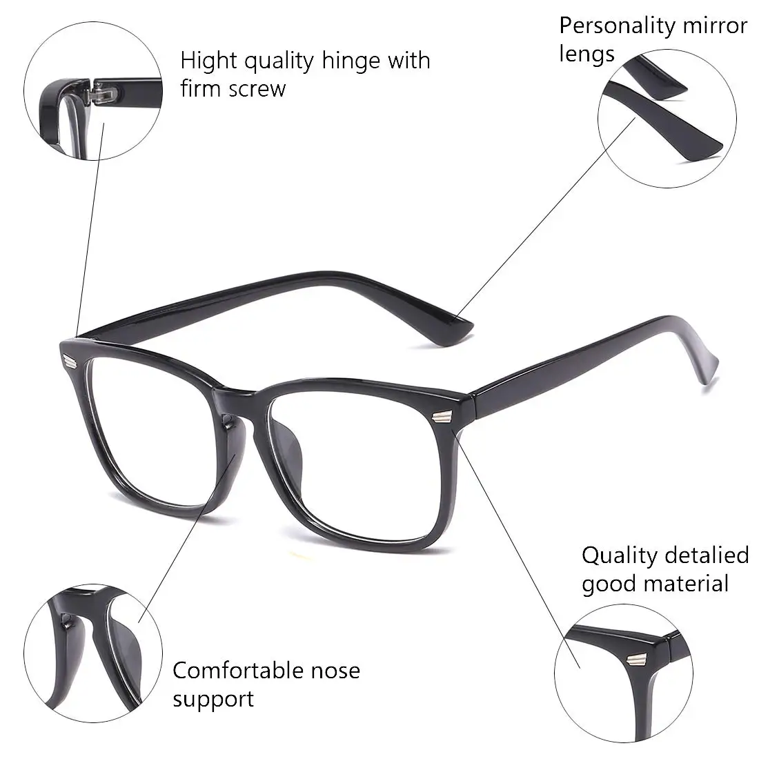 Square Frame Blue Light Blocking Glasses for Eye Comfort