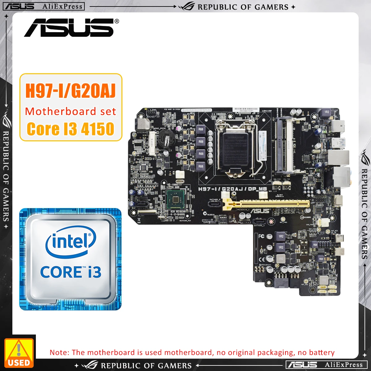 

LGA 1150 Motherboard KIt ASUS H97-I/G20AJ/DP_MB+i3 4150 CPU Intel H97 chipset Motherboard DDR3 RAM SATA2 PCI-E X16 USB2.0