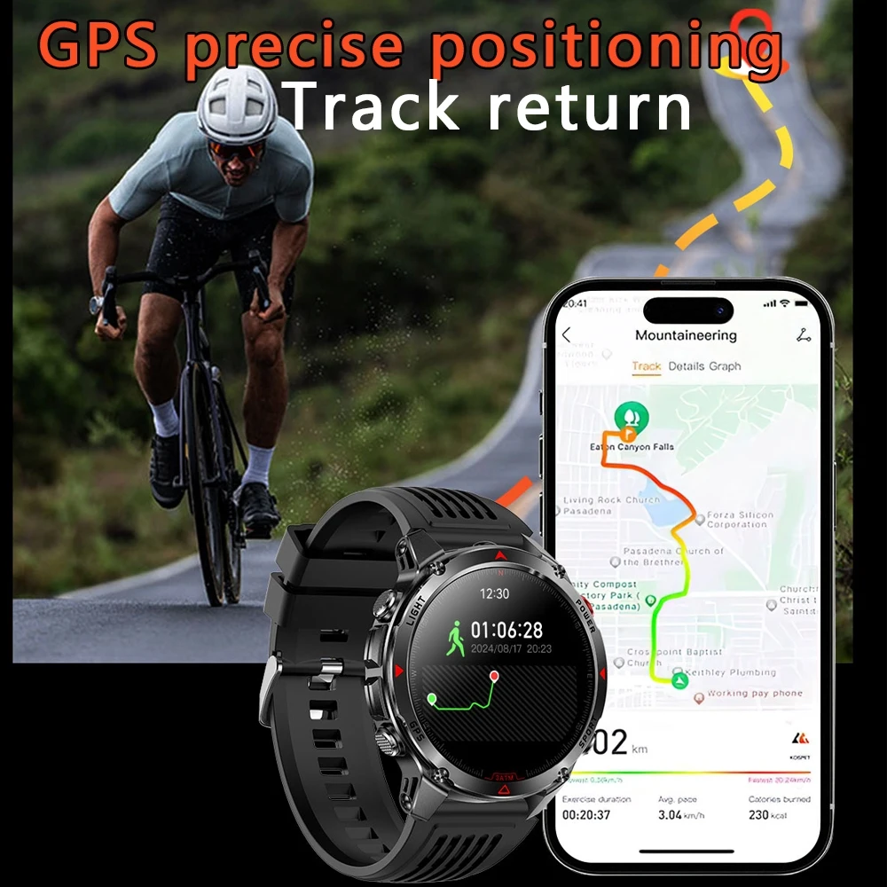 2025 New Professional GPS Sports Smart Watch Outdoor RIDE Run GPS track Swim Watchs Compass Altimeter 3ATM Sports Bracelets Men