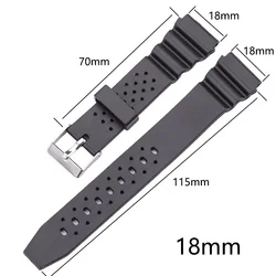 Premium Soft Silicone Sports Watch Band - Black Strap Wristband (18mm)