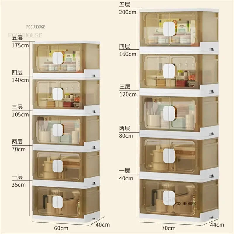 Nordic Plastic Kitchen Cabinet Home Furniture Floor Multi-layer Foldable Storage Cabinet Living Room Bedroom Box Locker e 6