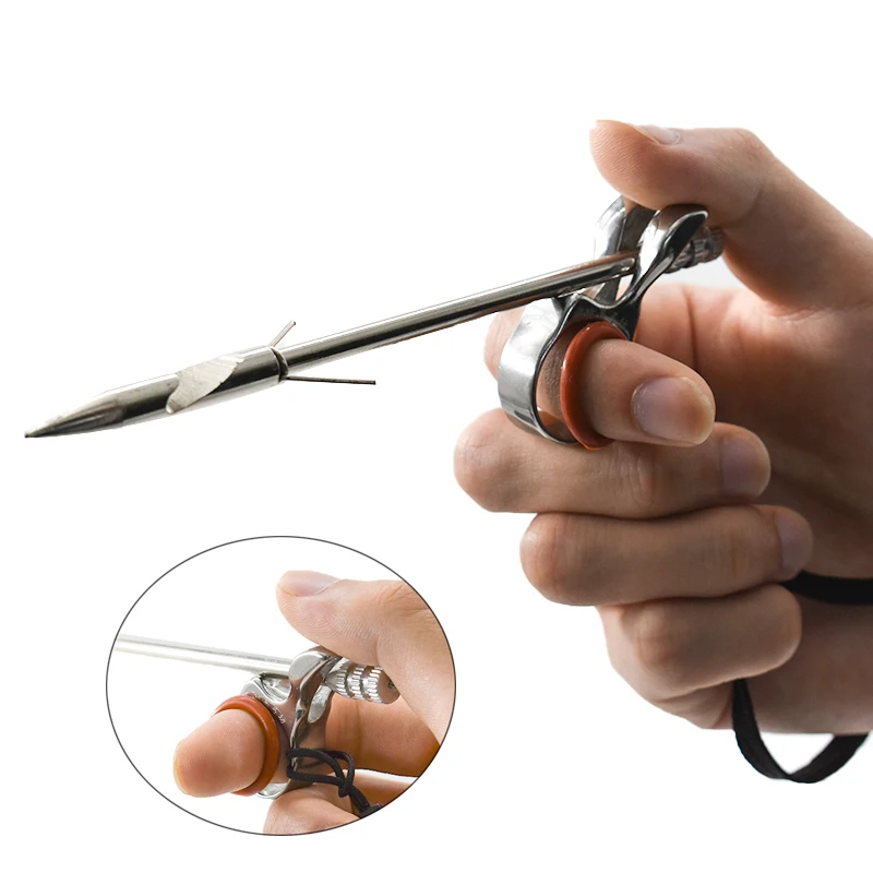 Stainless Steel Slingshot Shooting Throwing Finger Fishing Dart Hunting Ring Thumb Protection Ring