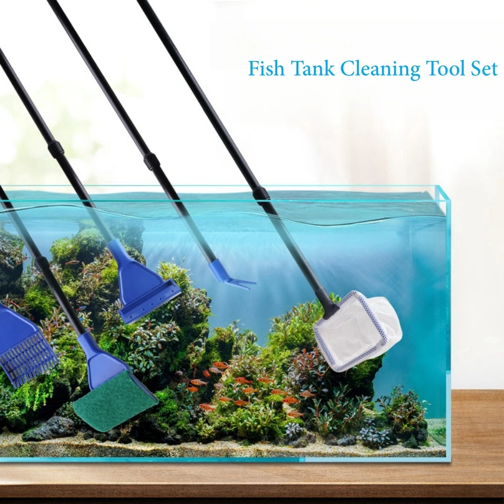 6in 1 Aquarium Cleaning Tools Retractable Aquarium Tank Clean Set