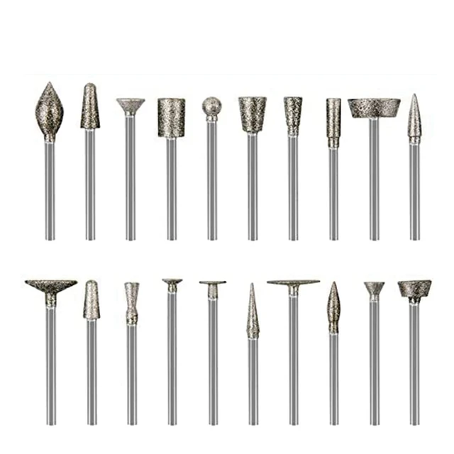 30Pcs set di frese con testa di molatura diamantata Dremel accessori per  utensili rotanti incisione intaglio lucidatura punta da trapano in pietra  di giada di vetro