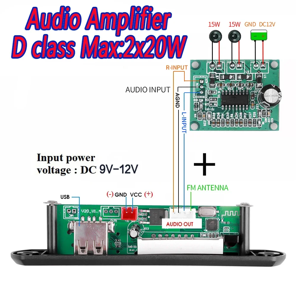 KEBIDUMEI MP3 WMA WAV 디코더 보드 블루투스 5.3 오디오 MP3 플레이어 자동차 FM 라디오 모듈 TF/USB/마이크 MP3 음악 플레이어 DIY 스피커 MP3 WMA WAV Decoder