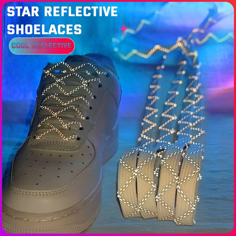 

Colorful Fluorescent Sneaker Shoestrings Sports Shoelace Reflective Flat Shoelaces Running Shoes Lace Adult Children Shoelaces