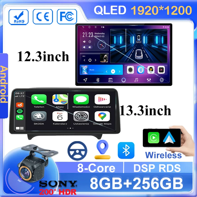 

Автомобильный беспроводной Carplay для Audi TT MK2 8J 2008 2010-2011 13 дюймов, радио, стерео, мультимедийный плеер, GPS-навигация QLED No 2din