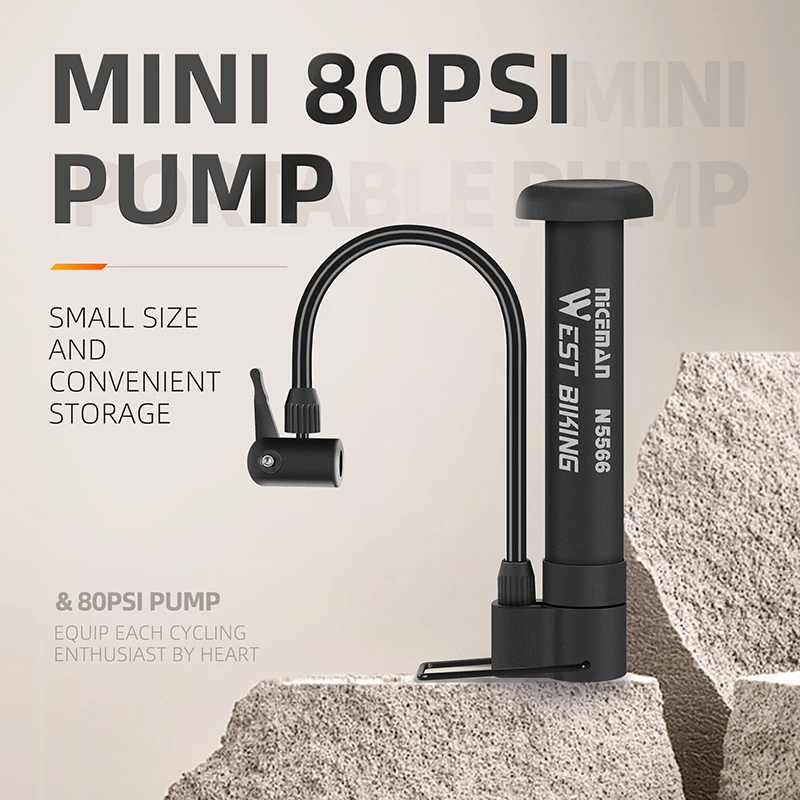 Portable Mini Bike Floor Pump with Schrader Valve - Compact Air Inflator