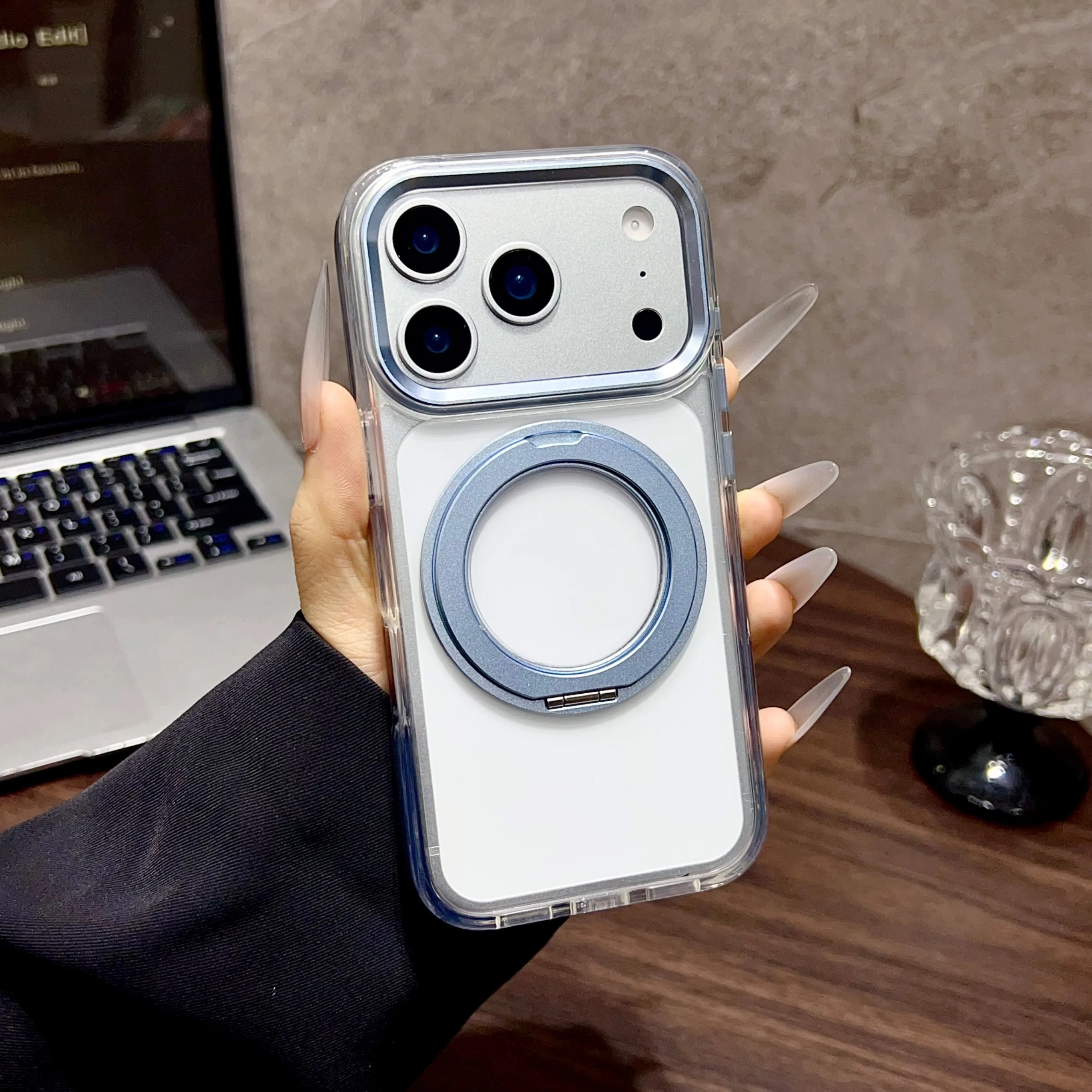 Rotating Stand Case with Magnetic Ring, Clicky Sound, and Military-Grade Drop Protection