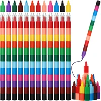 8 Pcs Stackable Crayons Stacking Buildable Crayons Colorful Stackable Crayons Party Favors DIY Rainbow Pencils, 12 Colors 1