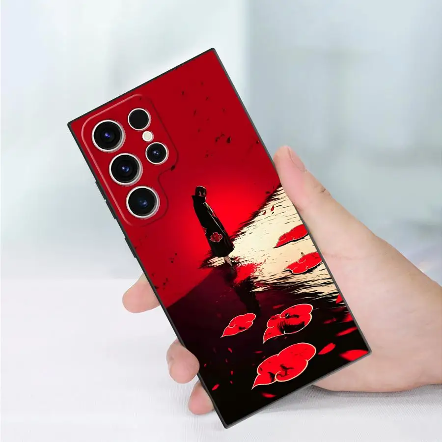 Black Soft Phone Cover Case with Handsome Red Uchiha Itachi Design