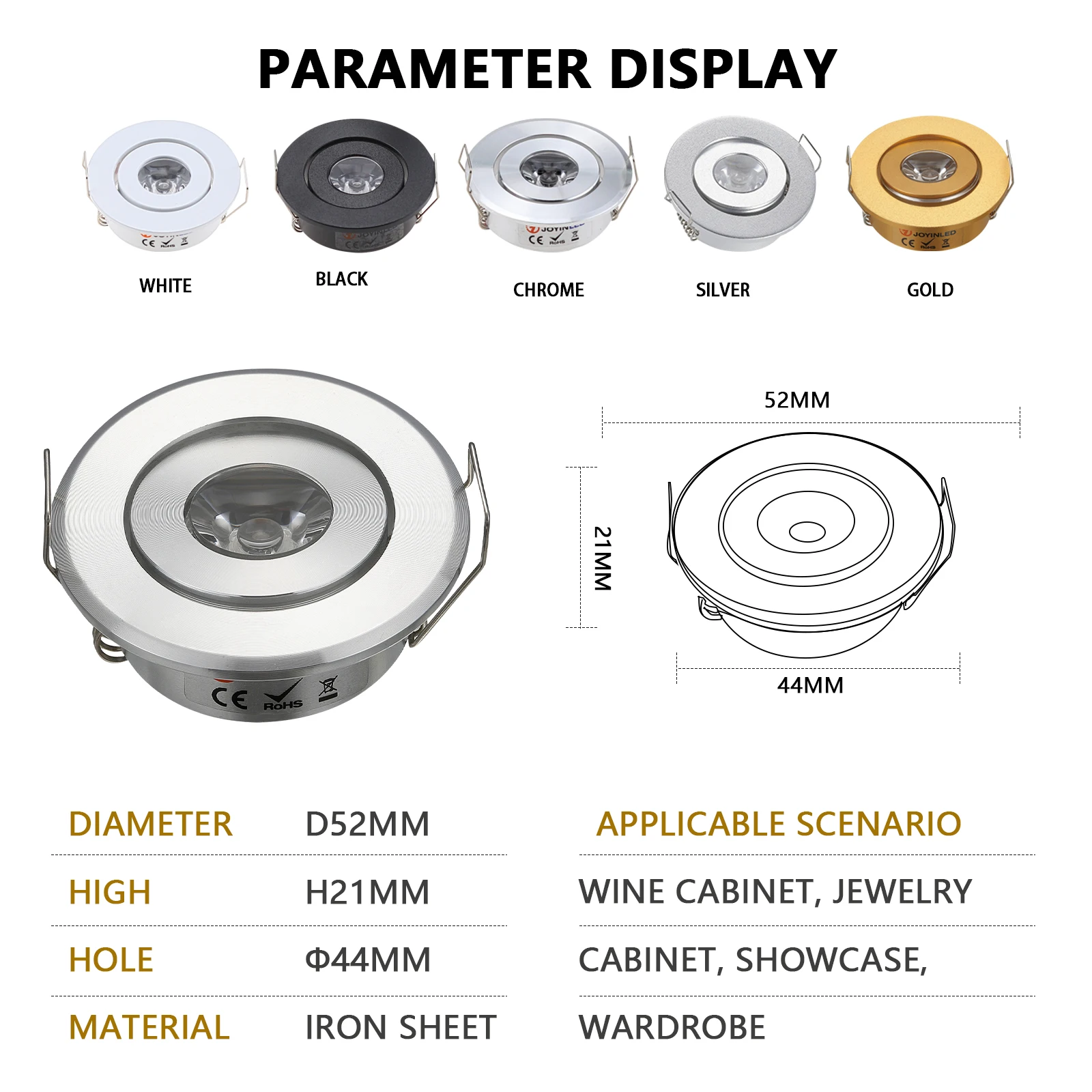 10pc 3W Mini Led Downlight Cabinet Recessed Spot Light Led Driver Pure Nature Warm White and White Silver Black Body AC85-265V