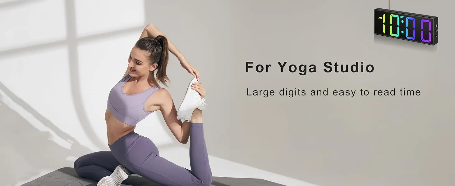 Description Picture 4 of item28.5cm/12'' Large Digital Wall Clock with Remote Control Electronic Big LED Screen 8 RGB Color DST Night Light for Bedside Table