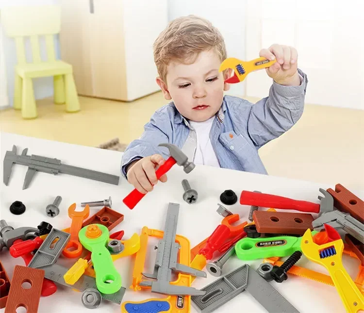 37Pcs/set children simulation repair tools toolbox electric drill helmet set Boy Pretend Play mechanic maintenance tool box toy 4