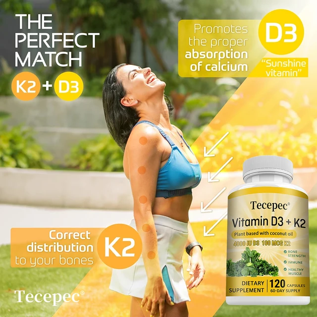 Vitamin D3 K2 Capsules - 4000IU, Promotes Strong Bones, Calcium Absorption, Teeth, Heart and Cardiovascular Health 6