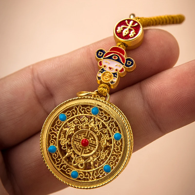 

Fengshui Keychain Chinese Wufu Blessings Car Key Chain for Good Luck Chance Buddhism Lucky KeyRing Fortune Longevity Wealth Gift